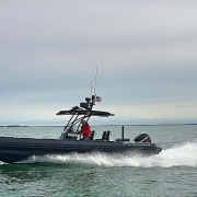 Amphibious 9.8 meter Rigid Hull Inflatable boat.